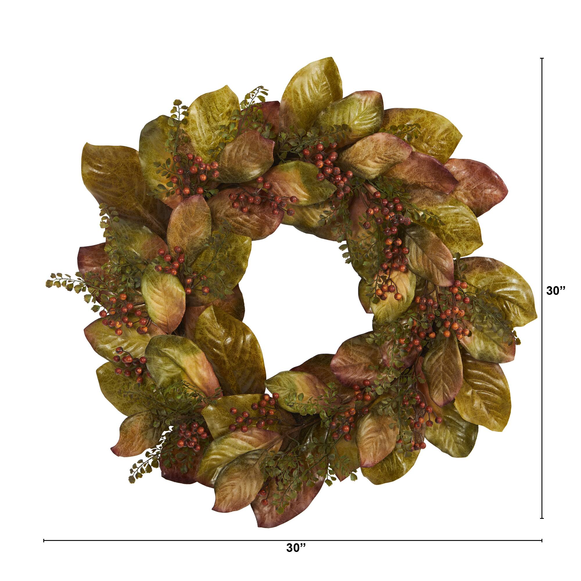 2.5ft. Fall Magnolia Leaf & Berries Wreath